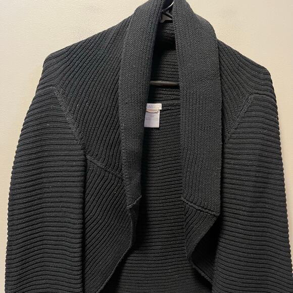 Transit Par Such Ribbed Big Collar 100% Wool Size Small Black Cardigan - Picture 3 of 6
